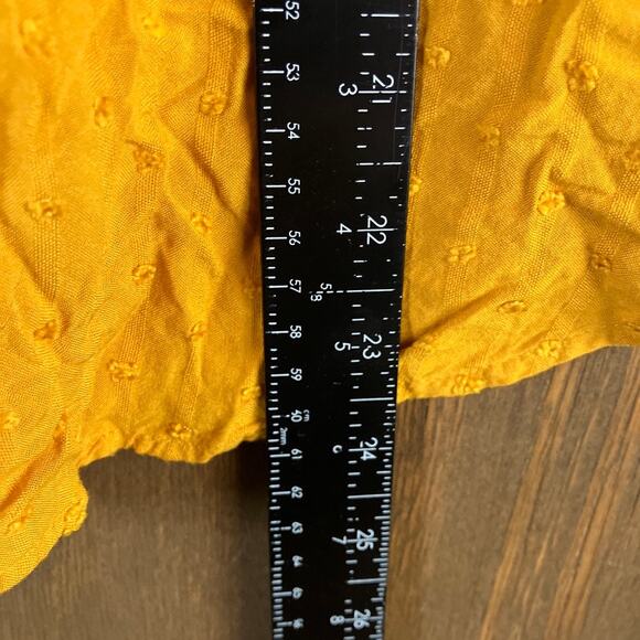 LOFT Womens Blouse Yellow Popcorn Keyhole Front Pleated Round Neck Small - Picture 9 of 12